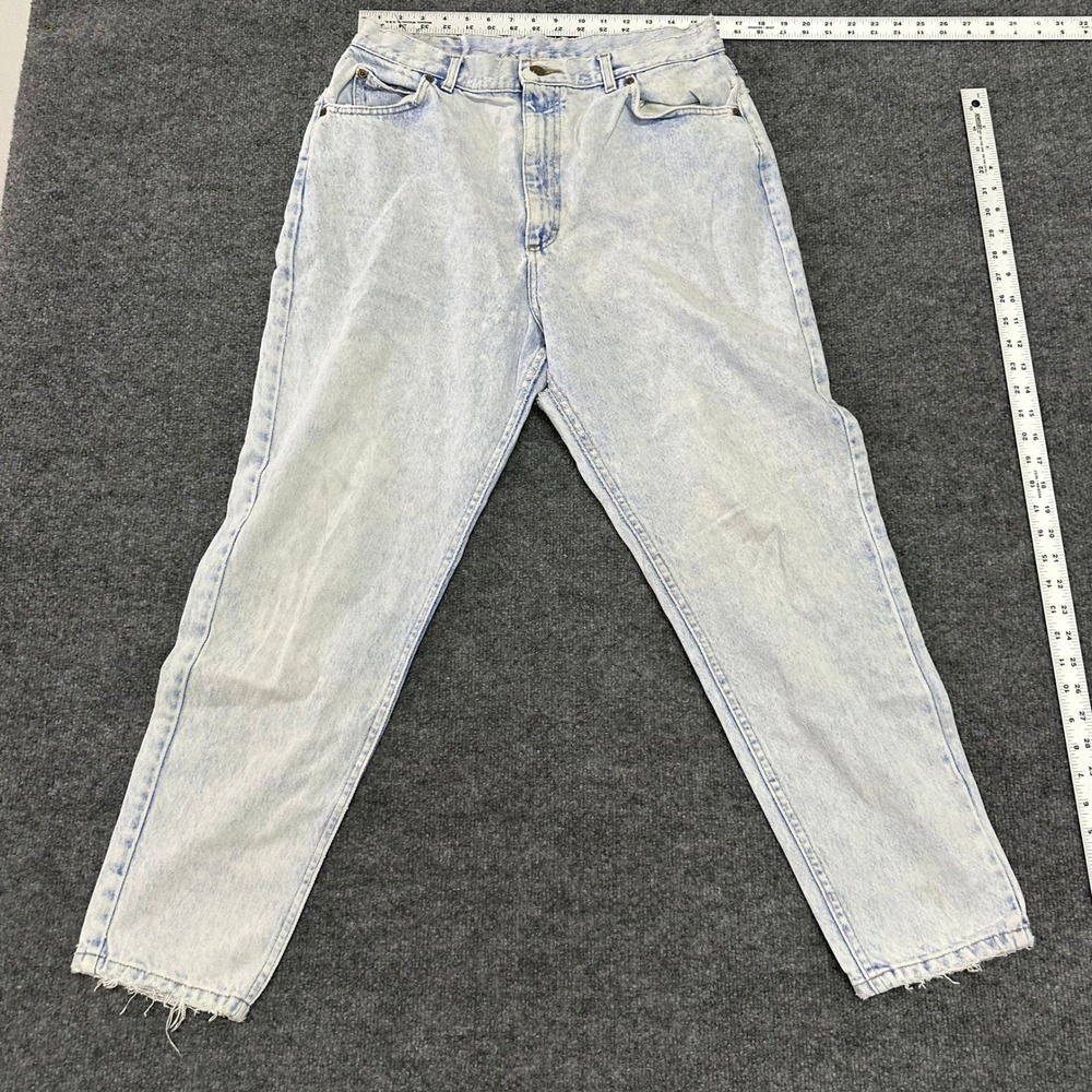 Lee Jeans Womens Size 30 Light Acid Wash High Waisted Tapered Leg Distressed 90s